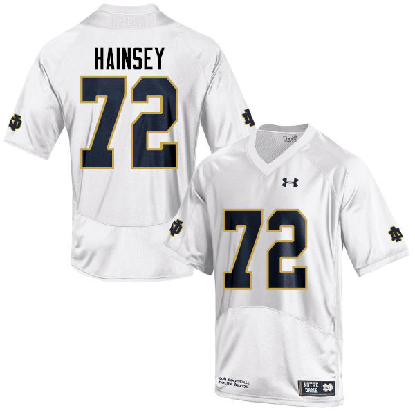 Men's NCAA Notre Dame Fighting Irish #72 Robert Hainsey Stitched College Under Armour Authentic White Football Jersey NQ10A07GH